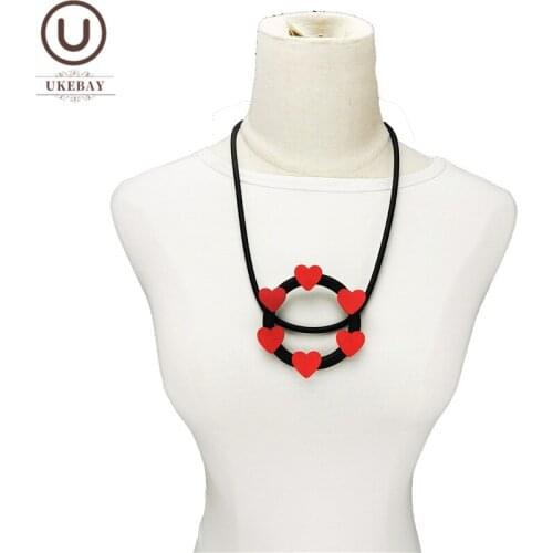 UKEBAY New Heart Pendant Necklaces For Women Fashion Designer Handmade Necklace Jewelry 2 Colors Bohemian Wedding Jewelry Choker