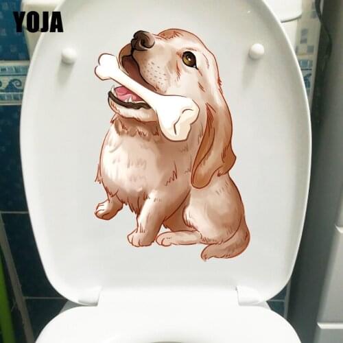 YOJA 15.1×22.9CM Lovely Golden Diao Bones Home Room Decoration Accessories Toilet Stickers T1-2386