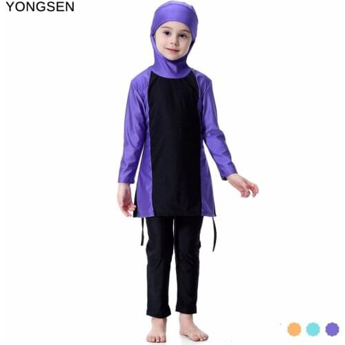 YONGSEN Islamic Muslim Swimwear 2020 Girl Hijab Maillot de bain Burkinis Modest Plus Size Brand Swimsuit Long Sleeve Bathing