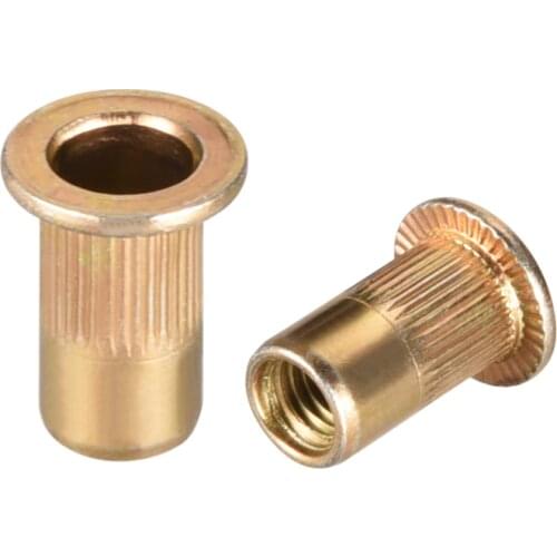 Uxcell 30-100 Pcs M3 M4 M5 M6 M8 M10 Carbon Steel Rivet Nuts Flat Head Insert Nutsert Yellow Zinc Plated