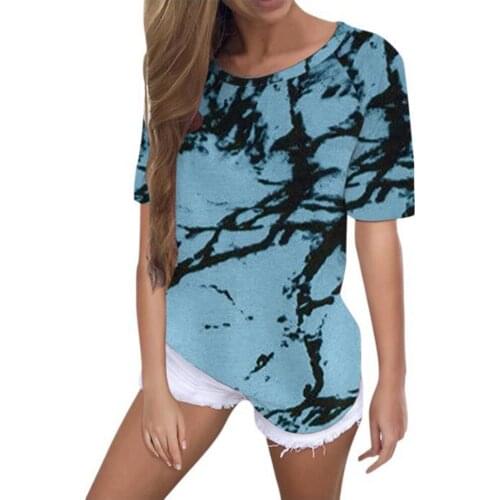 Ladies Tops Short Sleeve Blouse Women O Neck Shirts Fashion Print Tee Harajuku Shirt Loose Blouses 2021 Summer Vintage Top