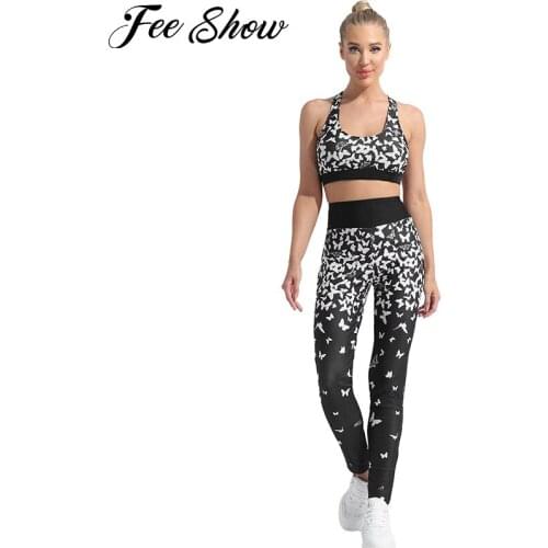 2Pcs Women Sportswear Yoga Sets Tracksuits Running Gym Suits Racer Back Removable Pads Sport Bra Top Fitness Leggings Pants Set