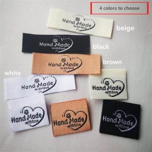 100pcs handmade labels in stock handmade tags Embroidery does not fade labeling Toy cloth bag handmade with love label