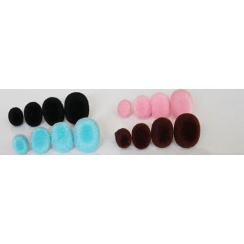 1000pcs/lot--7x9mm/9x12mm/10x14mm/12x16mm blue/pink/brown/black oval flocking toy safety nose +soft washer----size&color option
