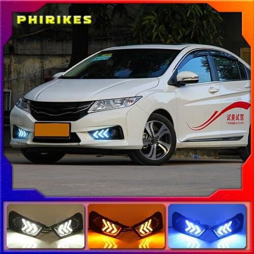 2PCS For Honda City Grace 2015 2016 Turn Yellow Signal Relay Waterproof ABS 12V Car Lamp DRL LED Daytime Running Light Fog Lamp