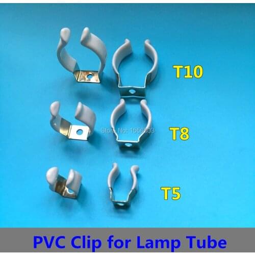 20 PCS T5 T8 T10 PVC Strong U Clip Wedge Tube Lamp Base Holder Metal with White Surface Cover for LED Fluorescent Light