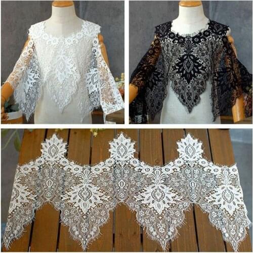 3M/Lot White Black 28cm Wide Wave Edge Thickening Eyelash Lace Trim DIY Lash Fabric Wedding Dress Curtain Clothing Accessories