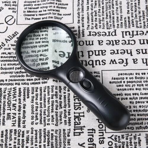 3 LED Light Handheld Magnifying Glass Loupe Reading Jewelry Craft Examine Repair Tools Magnifiers 45X Microscope Lens