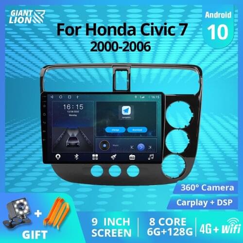 2DIN Android10.0 Car Radio For Honda Civic 7 2000-2006 GPS Navigation Stereo Receiver Car Video DSP Auto Radio NO 2DIN DVD IGO