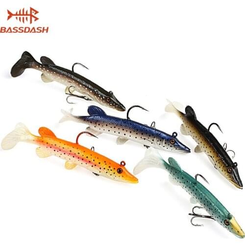 Bassdash Saltwater Bass Fishing Lure True Pike Soft Swimbait, Built-in Lead Weight 10.5cm/17g , 13cm/30g, Pack of 6