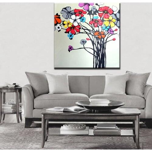 Free Shipping 100% Hand Painted Wall Art Blooming Beautiful Flower Oil Painting Canvas Decorative Picture Living Room No Framed