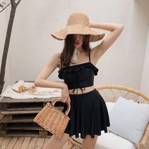 Girl Bikini Kids Swimwear Sports Swimsuit For Women Separate 2 Piece 2019 New Sexy Auricular Split Three Swimming Cotton