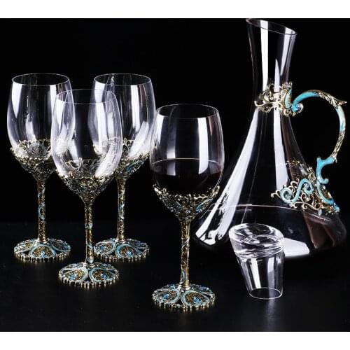 Nordic style Red Wine goblet enamel color wine Glass Cup Large Capacity Wine Glass Champagne glass cups and decanter