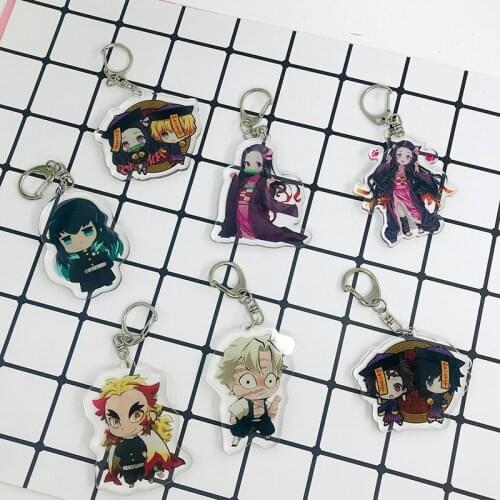 Anime Demon Slayer Kimetsu No Yaiba Keychain Cosplay Props Kamado Tanjirou Nezuko Key Ring Agatsuma Zenitsu Car Key Chain