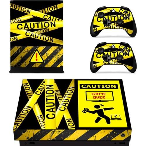 Caution Full Cover Skin Console & Controller Decal Stickers for Xbox One X Skin Stickers Vinyl