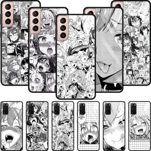 Anime girl cartoon japan cute faces Tempered Glass Phone Case For Samsung Galaxy S21 S20 Ultra Plus FE S10e Lite S10 S9 S8 Plus