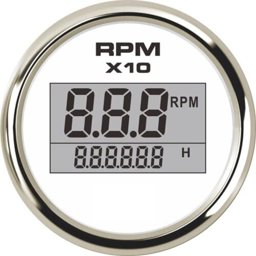 52mm Digital Car Tachometer RPM meter 0-9990 Range fit Gasoline Diesel Generator With Backlit Hour meter