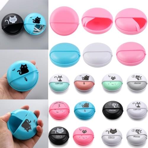 Home Headphone Cable Box Round Headphone Storage Box Rotating Cover Earphone Container Home Accessories Wire Data Line Cute Box