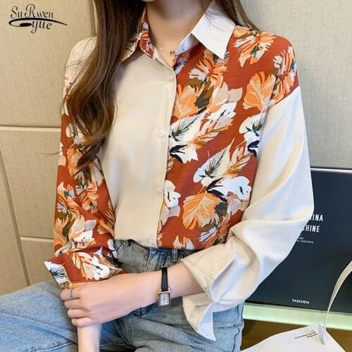 Elegant Casual Floral Cardigan Women Blouse Autumn Fashion Long Sleeve Chiffon Shirt Women Vintage Printing Ladies Tops 10850