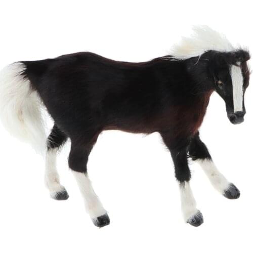 Simulation Faux Fur Horse/ Cat Model Kids Educational Toy Handicraft Collection Home Ornament