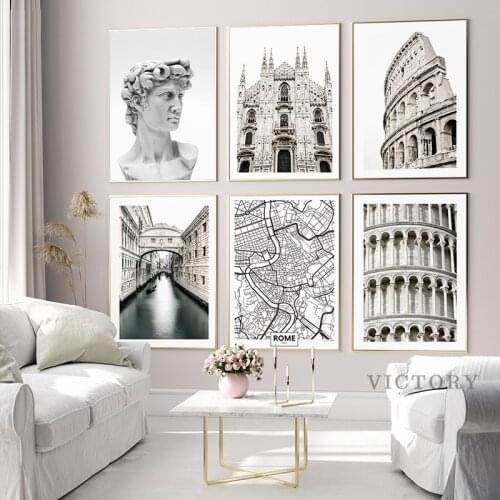 Italy City Milan Gothic Architecture Rome Colosseum Poster Wall Art Canvas Prints Nordic Paintings Decor Picture for Living Room