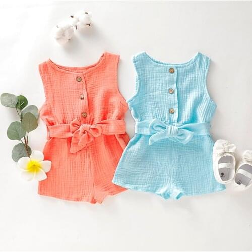 Summer Baby Clothes Infant Baby Boys&Girls Sleeveless Ruffles Solid Romper Jumpsuit Clothes Newborn Infant Overalls Clothing