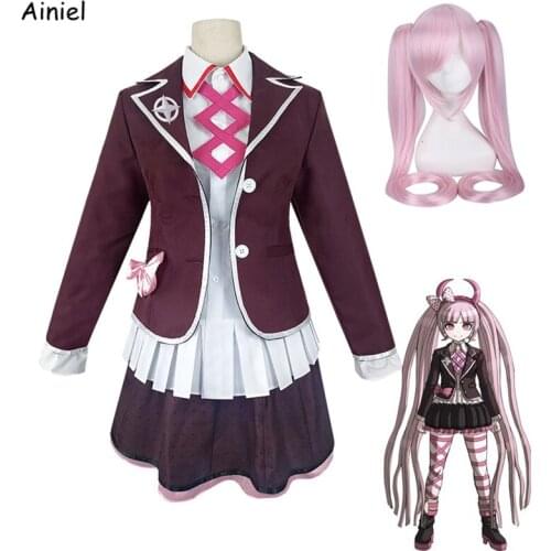 Anime Cosplay Zettai Zetsubo Shojo: Danganronpa Another Episode Kotoko Utsugi Costume School Uniform Full Set Dangan Ronpa Wig
