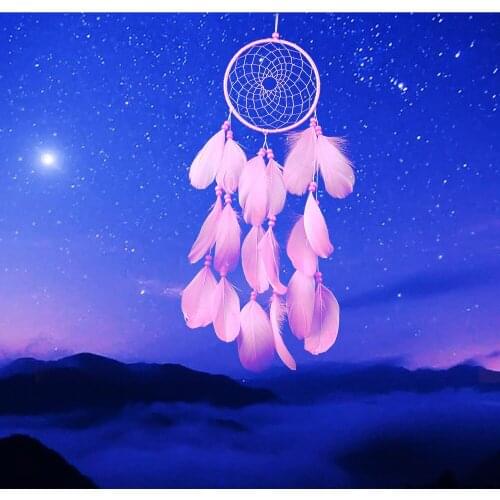 Beautiful dream catcher hand-woven dreamcatcher with pink goose feathers for home wall decorations car hanged adorn