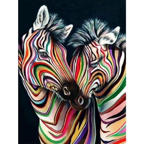 Colorful Zebra Couple Animal Diamond Painting Round Full Drill Nouveaute DIY Mosaic Embroidery 5D Cross Stitch Home Decor Gifts