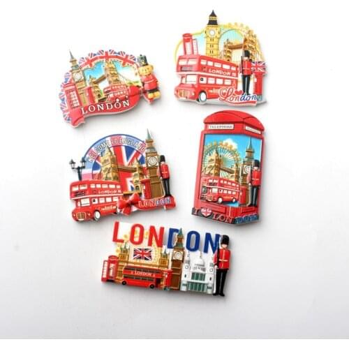 London resin wood board refrigerator sticker London Bridge bus phone booth 3D magnet cute fridge magnet european travel gifts