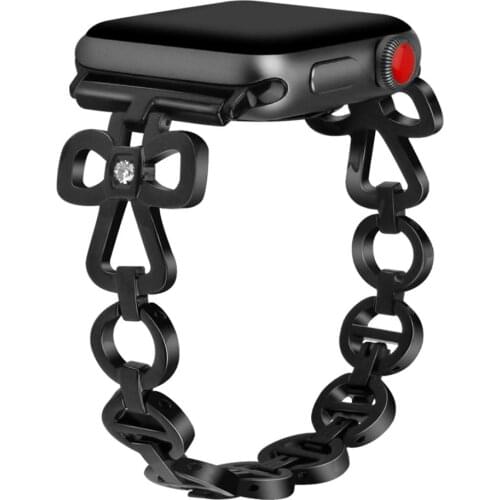 Luxury Stainless Steel Metal Strap for Apple Watch 4 5 6 SE Band 42mm 44mm Butterfly Style Diamond iwatch Series 3 2 1 40mm 38mm