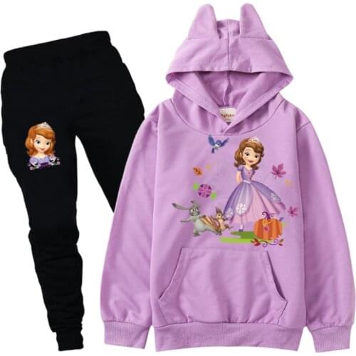 Baby Girls Cute Sophia Hoodies Pants Suit Cartoon Childrens Clothing Sweatshirts Casual Fashion Pullover Jogging Pant