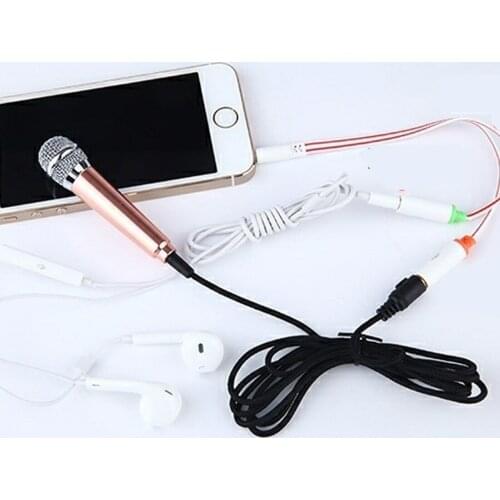 4color Mic KTV Karaoke Mini Microphone For Cell Phone Portable 3.5mm Stereo Studio Laptop PC Desktop 5.5cm*1.8cm Small Size-30