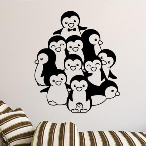 Cartoon Penguin Wall Sticker Animal Cartoon Stickers Animal Wall Stickers Kids Room Bathroom Art Home Party Decor Wallpaper