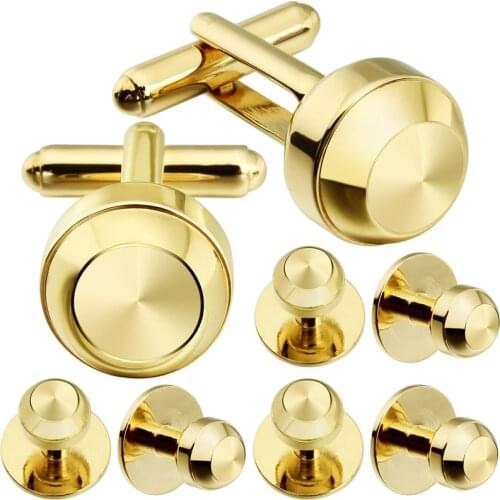 HAWSON Metal Cufflinks and Studs Set for Men Simple Ball Tuxedo Shirt Cufflinks Set Fashion Mens Jewelry Best Gifts for Wedding