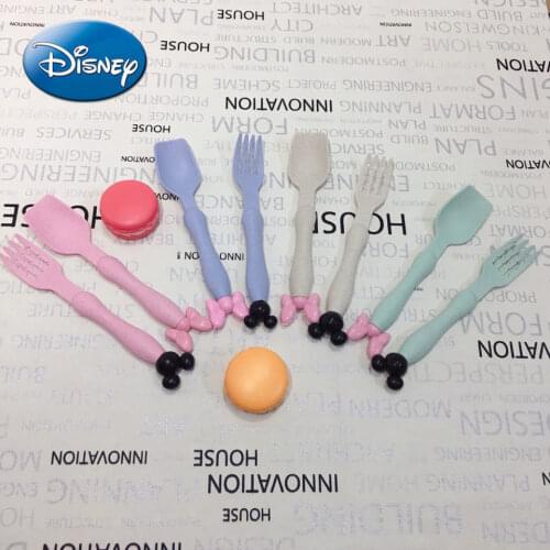 Disney Wheat Straw Tableware Two-piece Set Chopsticks Spoon Fork Portable Set Childrens Travel Environmental Protection