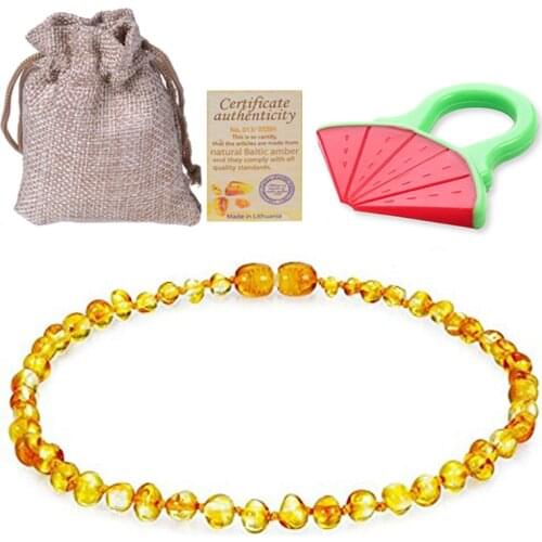 Raw Ambers Teething Necklace Bracelet for Baby Anti Inflammatory Baby Baltic Ambers Necklace Teething Pain Relief Honey 5 Color