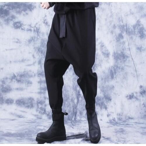 New Mens Clothing personality drawstring beam foot closing harem pants male loose feet casual pants mens suspense trousers