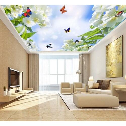 Large ceiling Papel Mural 8d/3D Butterfly Wallpaper Mural for Living Room Wall paper 8d Photo Mural 3D flower Wallcoverings