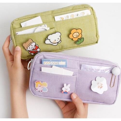 Hand account bag cute pencil case School Stationery storage bag canvas Pencil cases for student pen case Large capacity pen bag