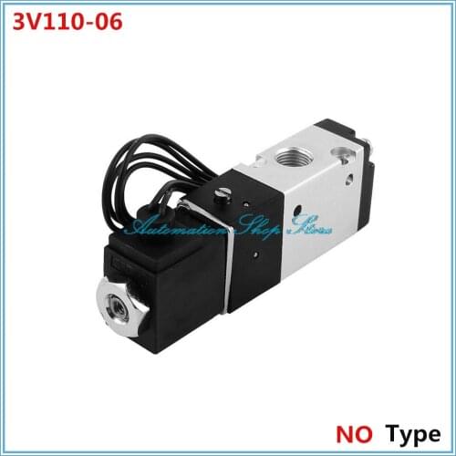 3V110-06 DC12V DC24V AC110V AC220V 3 Port 2 Position 1/8" BSP Thread Pneumatic Solenoid Air Valve NO Type