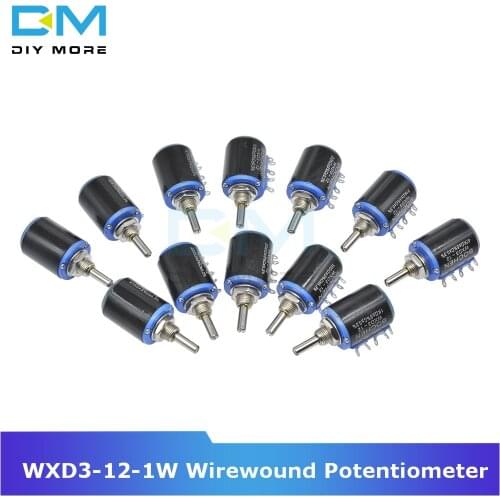 Diymore WXD3-12-1W Wirewound Potentiometer 5% +5% -5% Resistance Ohm 10 Turns Linear Rotary Potentiometer Diy Electronic