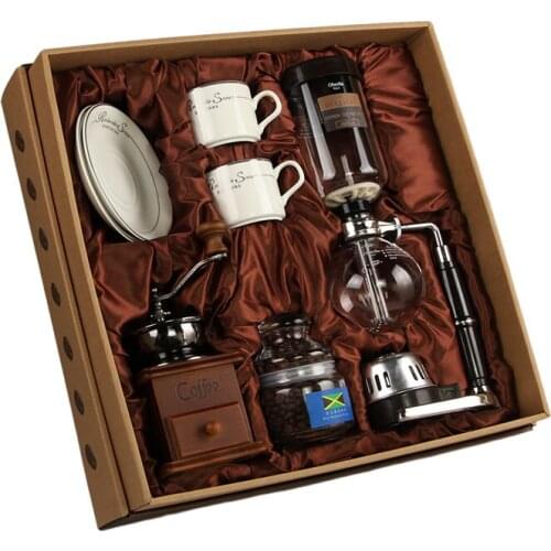 Retro Coffee Grinder Siphon Pot Manual Coffee Percolator Set Gift Box