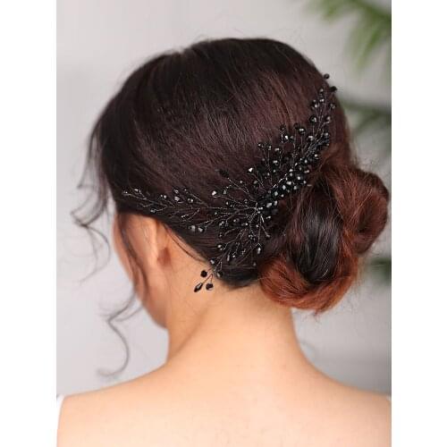 Bridal Fashion Hair comb Black Headpiece Crystal Hair Accessories Chic Prom Headdress Casual Fascinators Wedding tiara