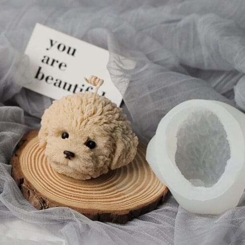 Teddy Dog Head Candle Silicone Mold Animal Shape Fragrance Candle Making Wax Mould Korean Style Candle Mold