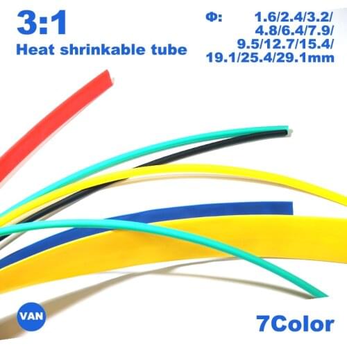 1m 1.6/2.4/3.2/4.8/6.4/7.9/9.5mm Dual Wall thick Glue 3:1 ratio Shrinkable Tubing Adhesive Lined Wrap Wire Cable kit