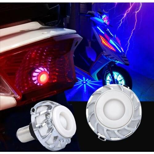 Universal Motorcycle LED Brake Tail Light Colorful Light Angle Eye Flashing Light DC 12V 1157 P21 Daytime Running Signal Bulb