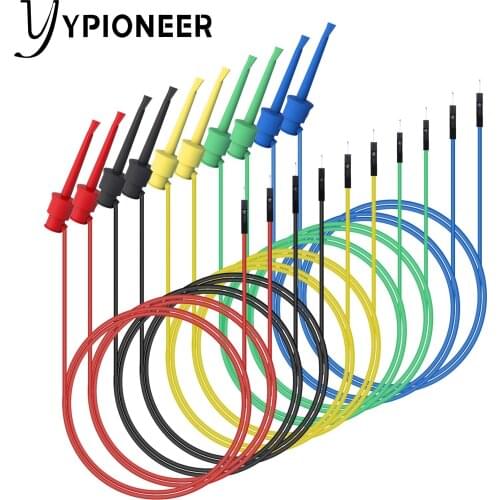 Cleqee 10PC Dupont Male/Female to Test Hook Clips Silicone Jumper Wires Transistor Tester For Electrical Testing P1534 P1535