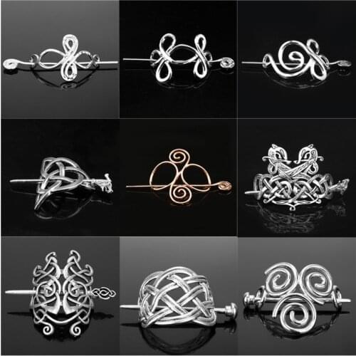 2019 Fashion Celtics Knots Viking Runes Crown Hairpins Hair Clips Stick Slide Accessories for Hair Women Celtics Hair Jewelry-1