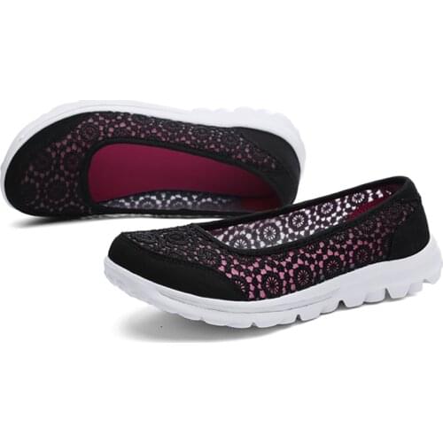 Women Loafers Summer Comfort Hollow Lightweight Boat Shoes Casual Female Slip On Flats Shoes Ladies Vulcanized Walking Shoes